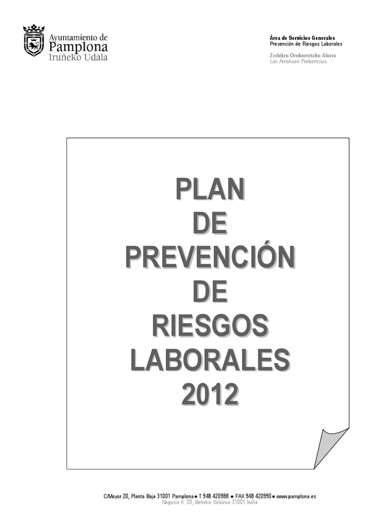 Plan de Prevención de Riesgos Laborales | PDF | Seguridad y salud ...