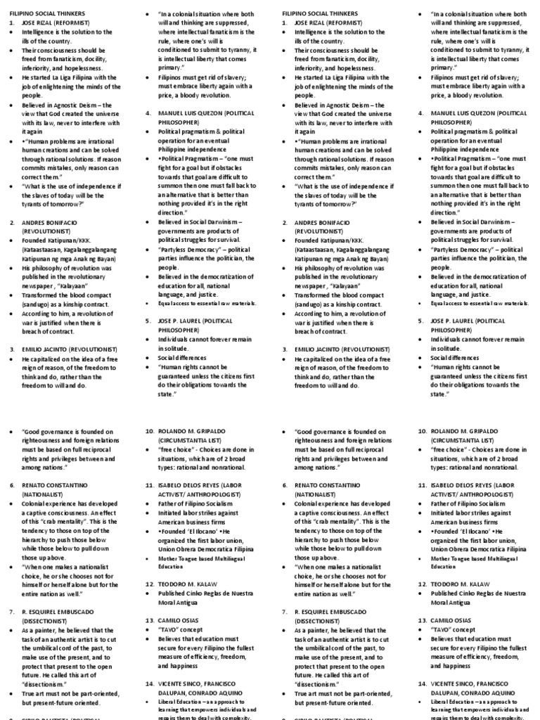 Filipino Social Thinkers Liberty Reason