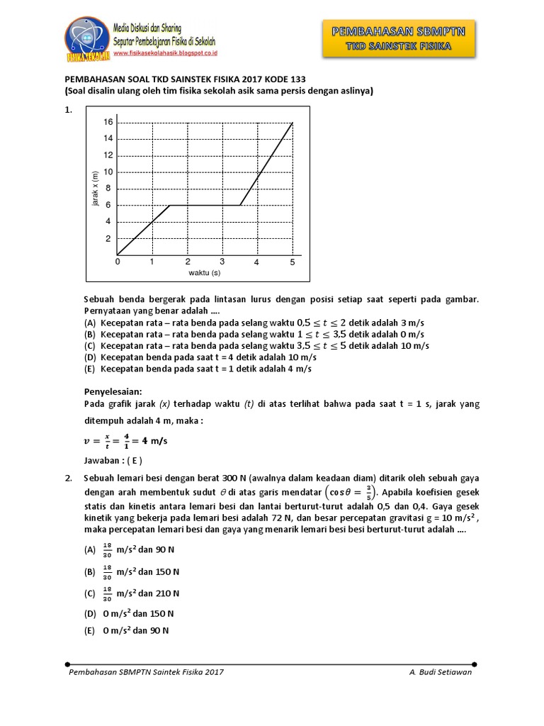 Pembahasan Soal Sainstek Fisika 2017 Kode 133 Pdf