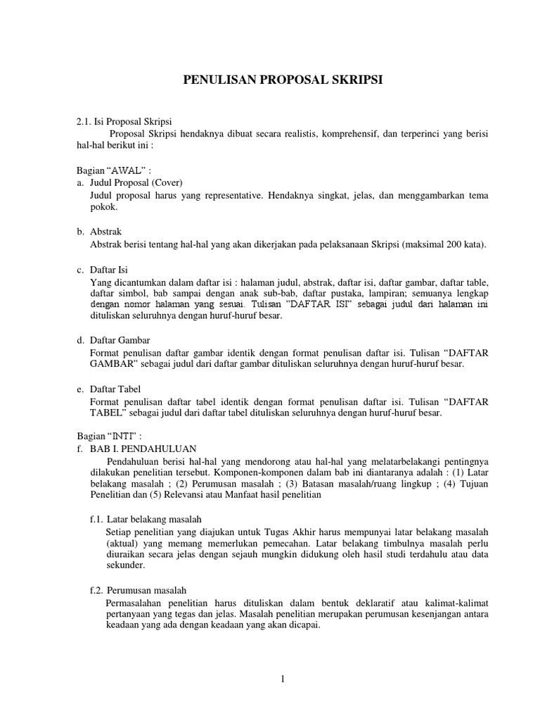 Format Daftar Isi Proposal Skripsi Pejuang Skripsi