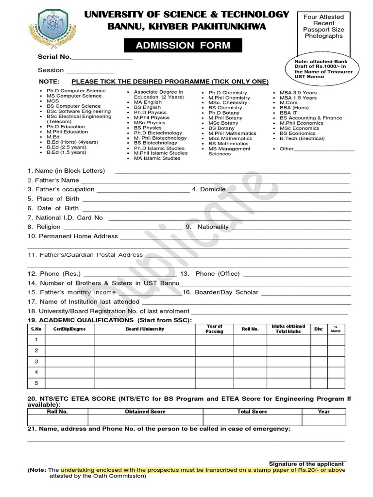 University of Science & Technology Bannu, Khyber Pakhtunkhwa PDF