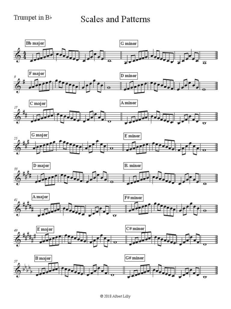 Scale Patterns (Major:Minor) - Trumpet in BB PDF | PDF | Mélodie ...