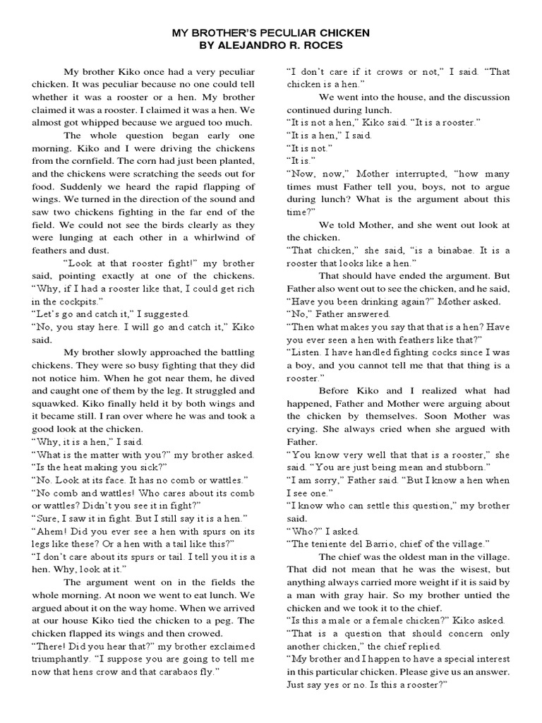 My Brother's Peculiar Chicken Exploring Gender Identity Through an