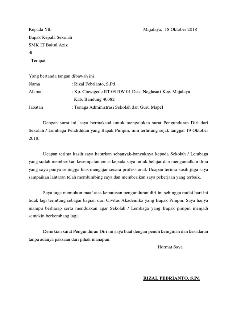 Contoh Surat Pengunduran Diri Dari Ekskul Paskibra Co - vrogue.co