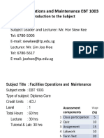 Facilities Operations and Maintenance EBT 1003: Introduction To The Subject