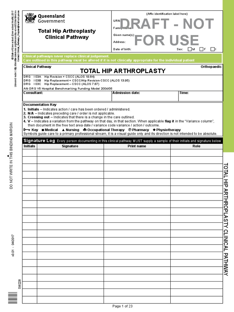 Draft Not For Use Total Hip Arthroplasty PDF Surgery Physical