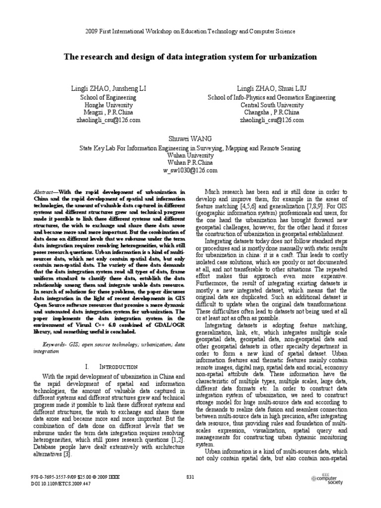 The Research and Design of Data Integration System For Urbanization ...