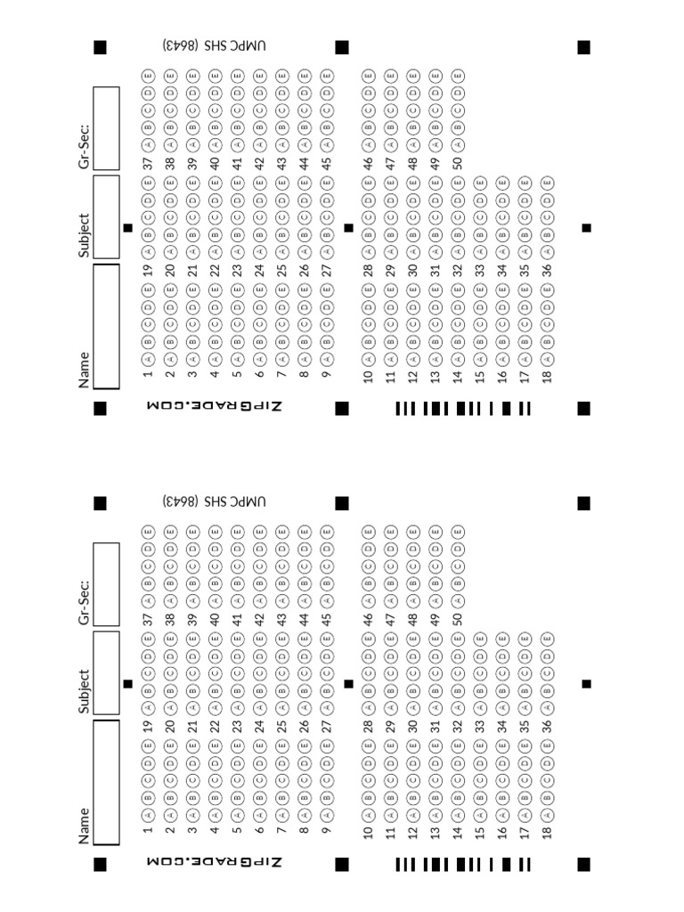Zipgrade Answer Sheet | PDF