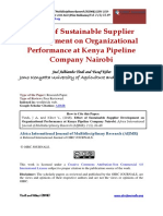 Effect of Supplier Development on Organizational Performance at Kenya Pipeline Company Nairobi