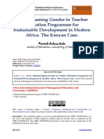 Mainstreaming Gender in Teacher Education Programme for Sustainable Development in Modern Africa. the Kenyan Case.