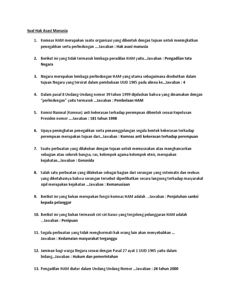 Soal Hak Asasi Manusia
