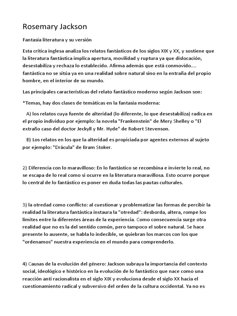 Rosemary Jackson PDF Fantasía Ciencia ficción