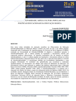 Interdisciplinaridade, Arte e Cultura Popular Nas Políticas Educacionais Da Educação Básica