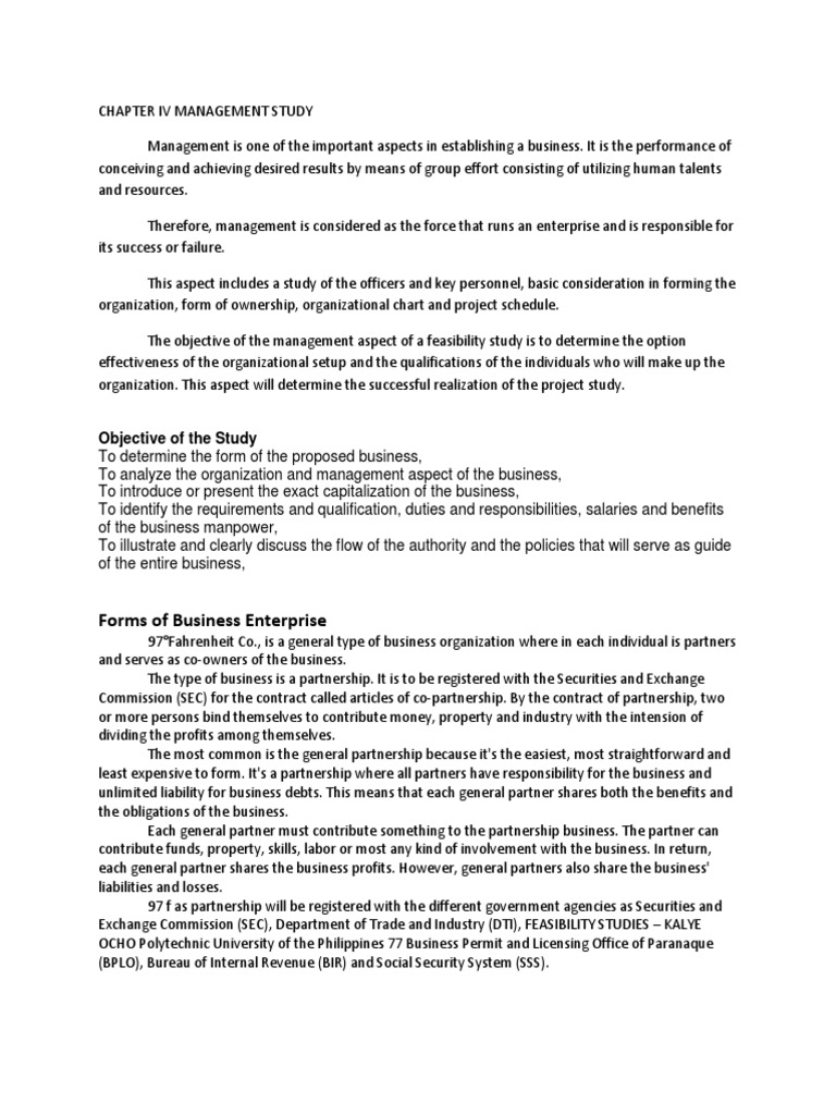 Chapter Iv Management Study Notes Rosh Partnership Lease