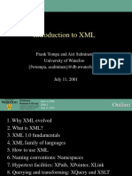 Introduction To XML: Frank Tompa and Airi Salminen University of Waterloo (Fwtompa, Asalminen) @DB - Uwaterloo.ca