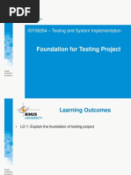 Foundation For Testing Project: ISYS6264 - Testing and System Implementation