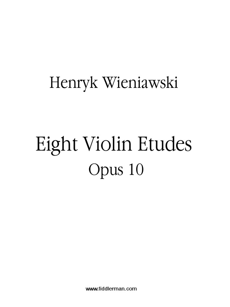 Henryk Wieniawski Eight Violin Etudes PDF