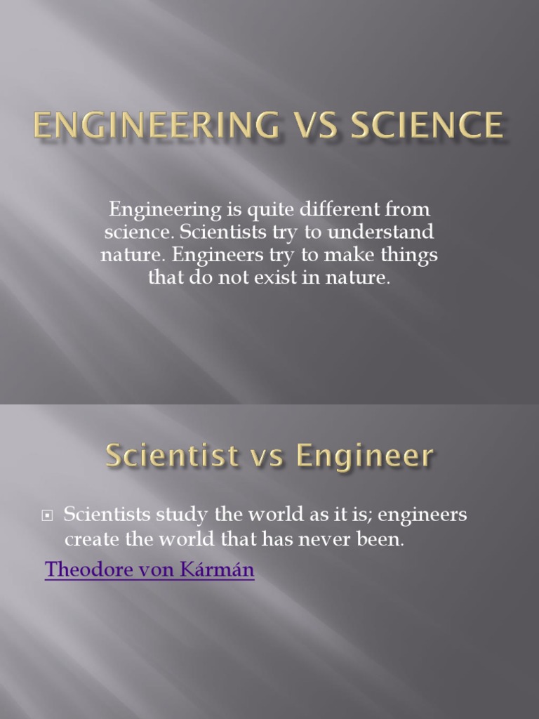 Engineering Vs Science PDF Machines Engineering
