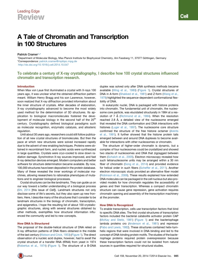 A Tale of Chromatin and Transcription in 100 Structures | PDF ...