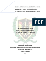 Dificultades en El Aprendizaje de Las Matemáticas en Los Estudiantes Del 6º Grado de Educación Básicaproyecto - Unicartagena