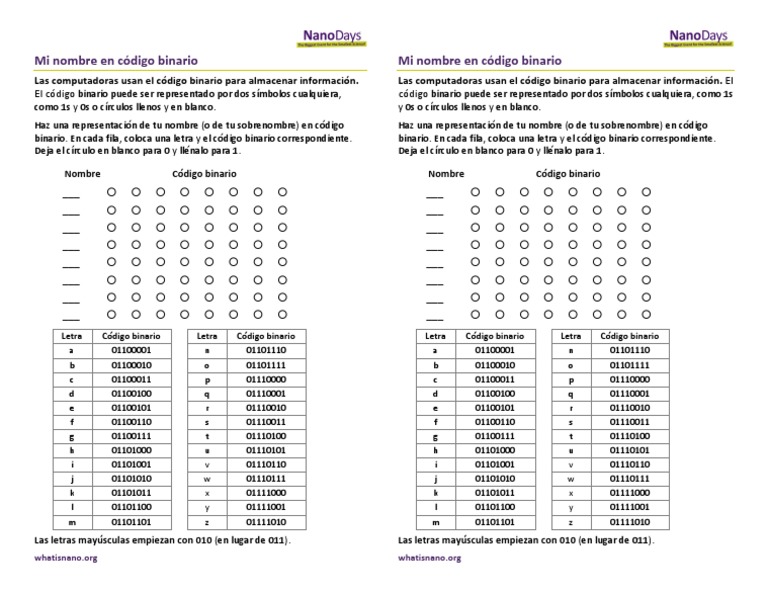 Alfabeto en Codigo Binario PDF | Descargar gratis PDF | Matemáticas ...