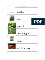 Ladder Owl Parrot Score A Goal Rules Act in A Play: Vocabulary List 4