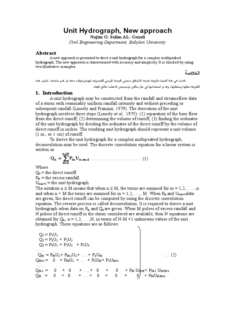 New Unit Hydrograph Method Explained | PDF | Equations | Matrix ...