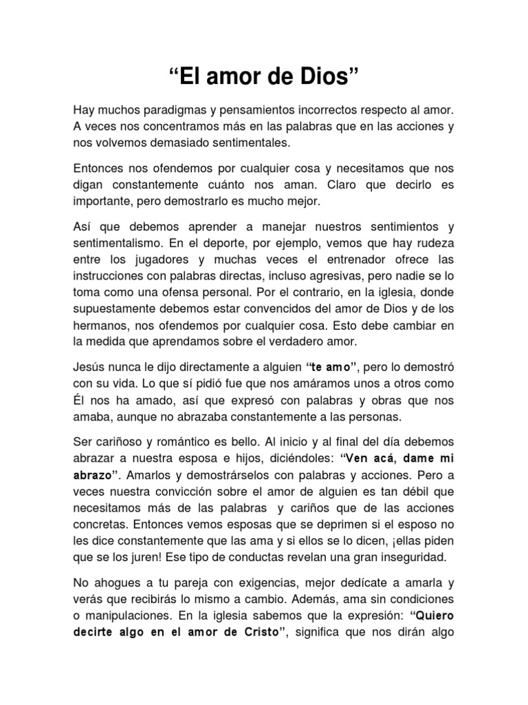 El Verdadero Amor de Dios en Acciones | PDF | Amor | Dios