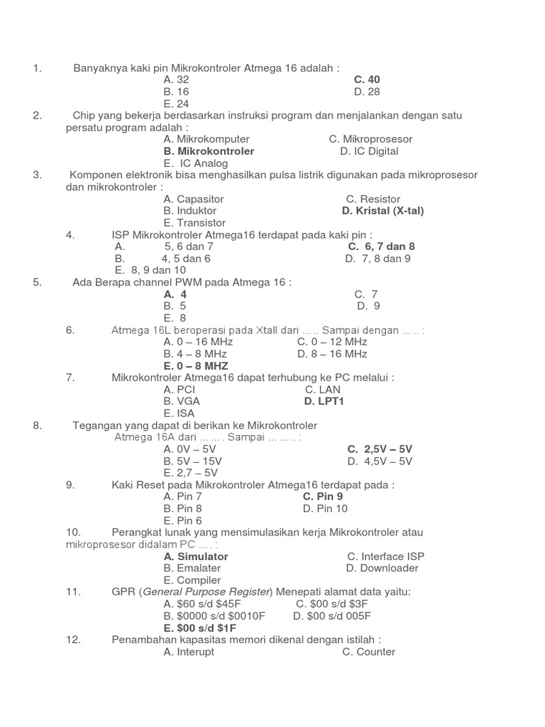 Soal Mikrokontroler