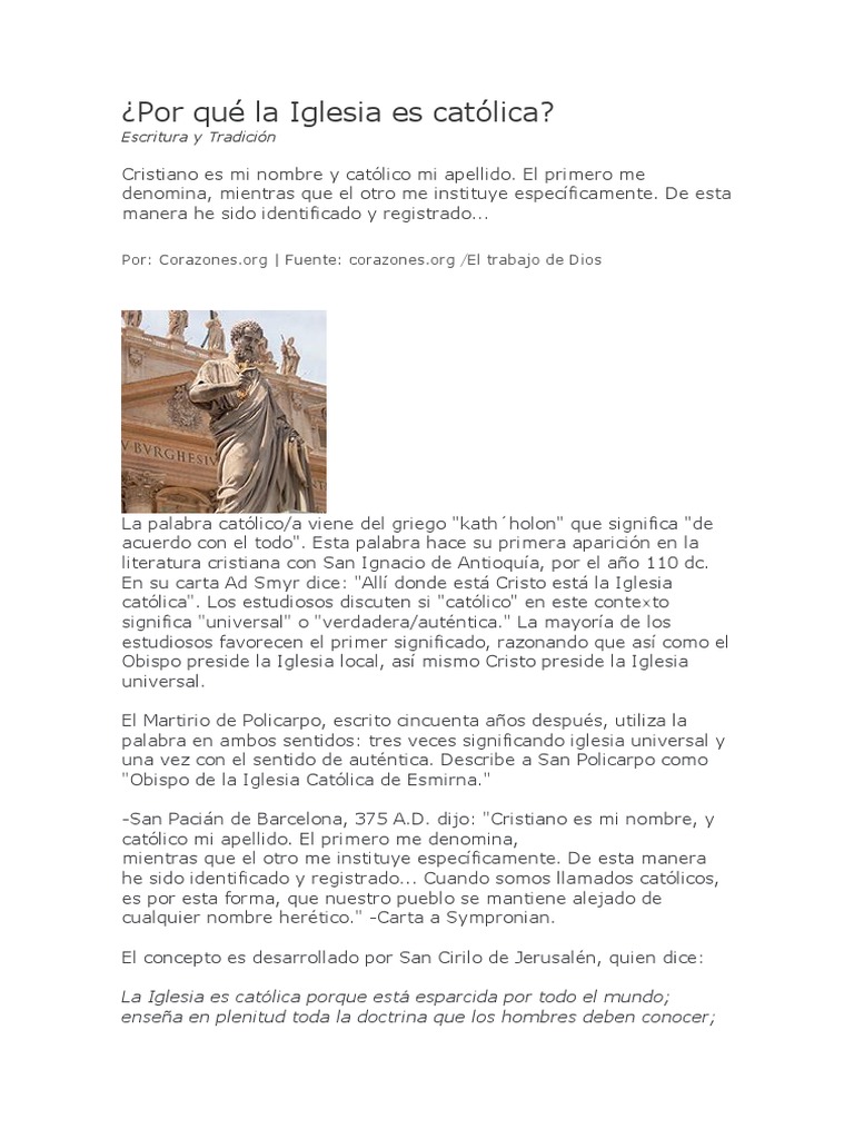 La Catolicidad de la Iglesia Católica | PDF | Iglesia Católica | Cristo ...
