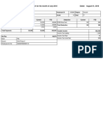 Mazars Consulting Pakistan - Payslip Report For The Month of July 2018 Dated August 01, 2018
