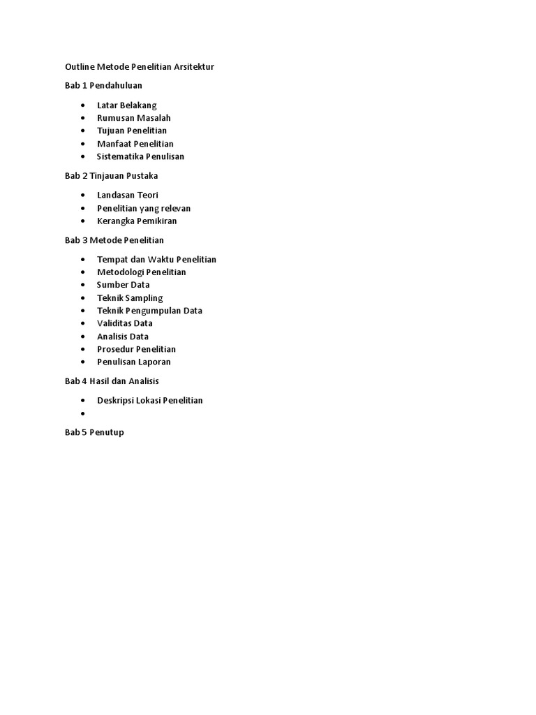 Outline Metode Penelitian Arsitektur | PDF