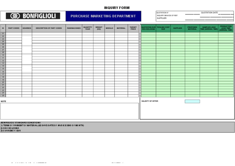 Purchase Marketing Department: Inquiry Form | PDF