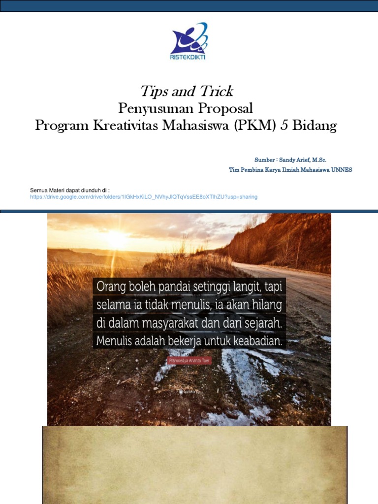 Panduan Penyusunan Proposal PKM | PDF