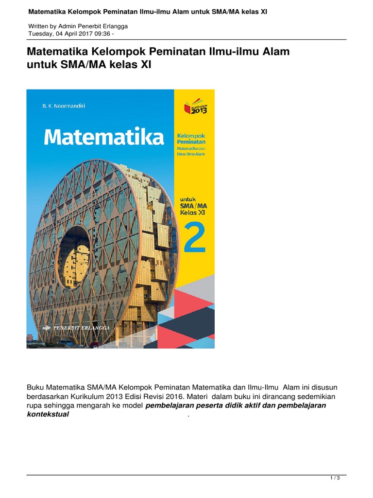 Matematika Kelompok Peminatan Ilmu Ilmu Alam Untuk Smama Kelas Xi Pdf Pdf