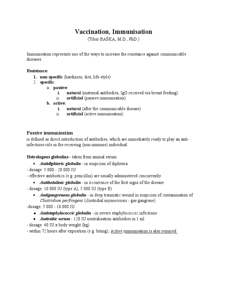 Understanding Passive Immunisation Techniques | PDF
