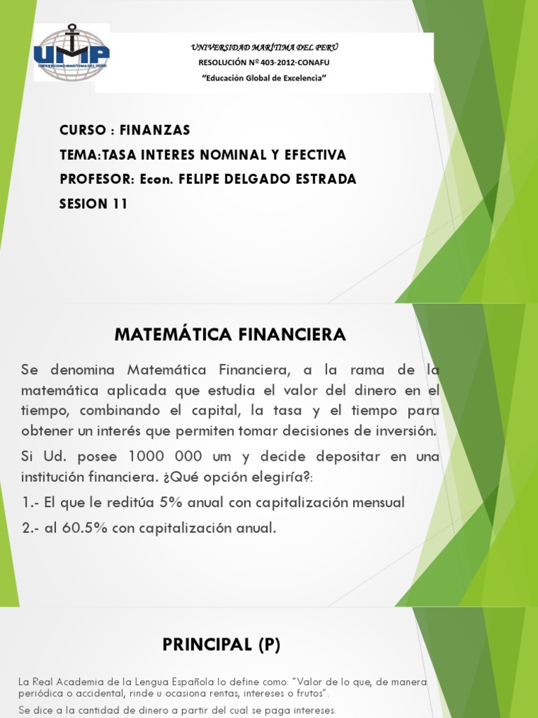 Tasa de Interés Efectiva y Nominal | PDF | Finanzas Matemáticas | Interés
