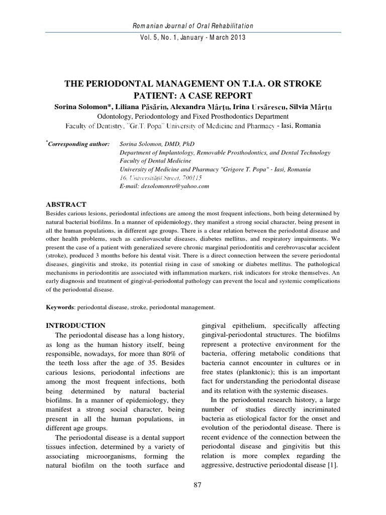 The Periodontal Management | PDF | Stroke | Periodontology