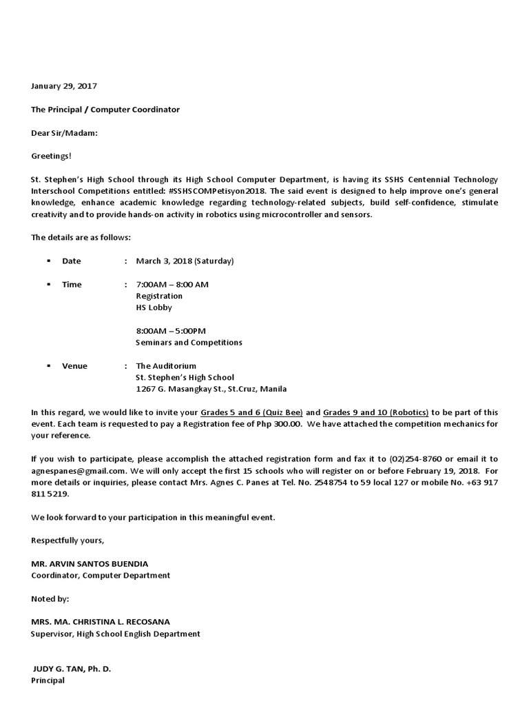 COMPetisyonletter of Invitation | PDF | Question