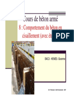 Cours de Béton Armé 8 - Comportement Du Béton en Cisaillement (Avec Étriers) BAC3 - HEMES - Gramme PDF