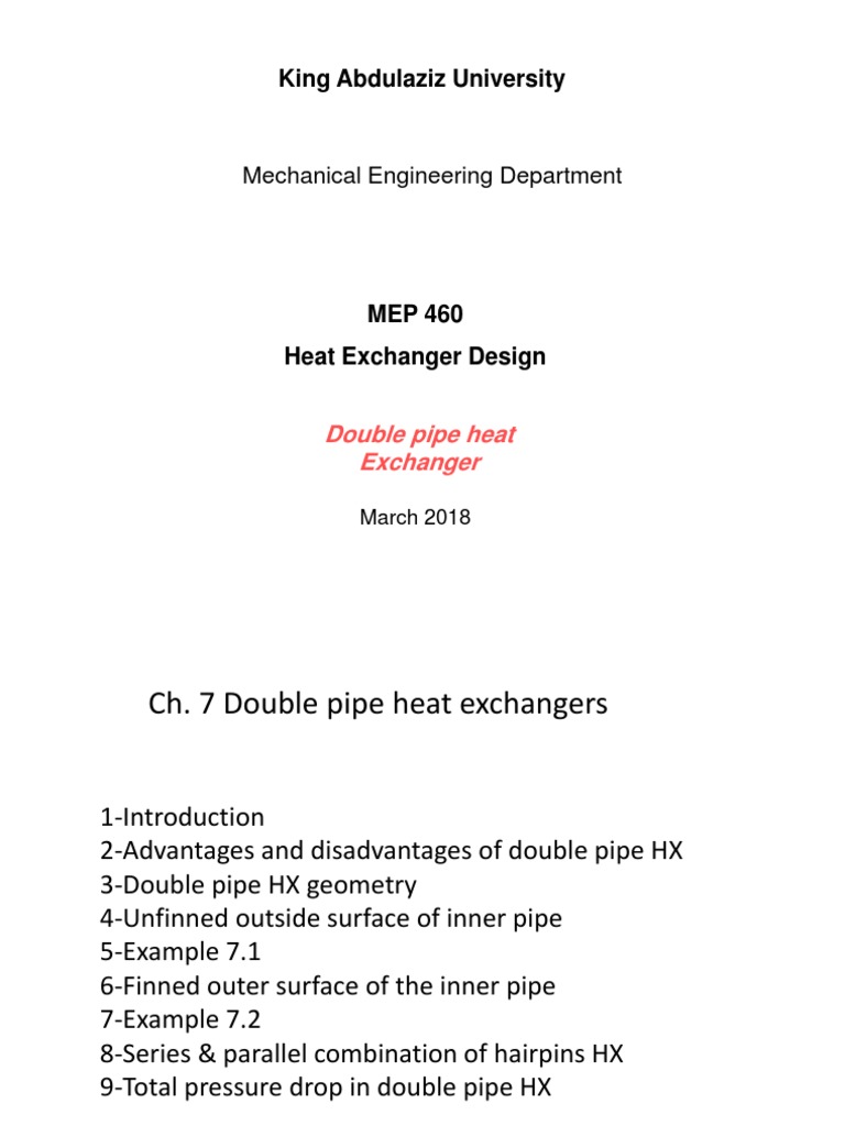 Double Pipe Heat Exchanger Overview | PDF | Heat Exchanger | Heat Transfer