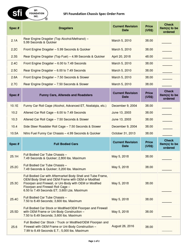 Chassis Spec Order Form | PDF | American Express | Visa Inc.