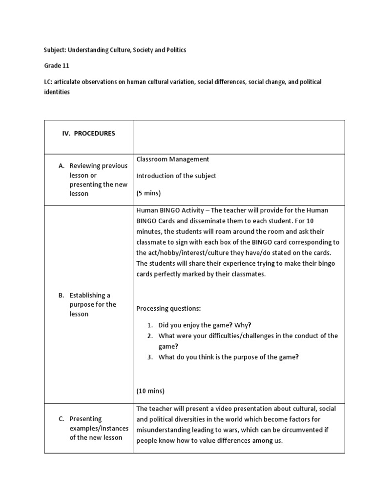 DLL - Ucsp - LC 1 | PDF | Teachers | Educational Assessment