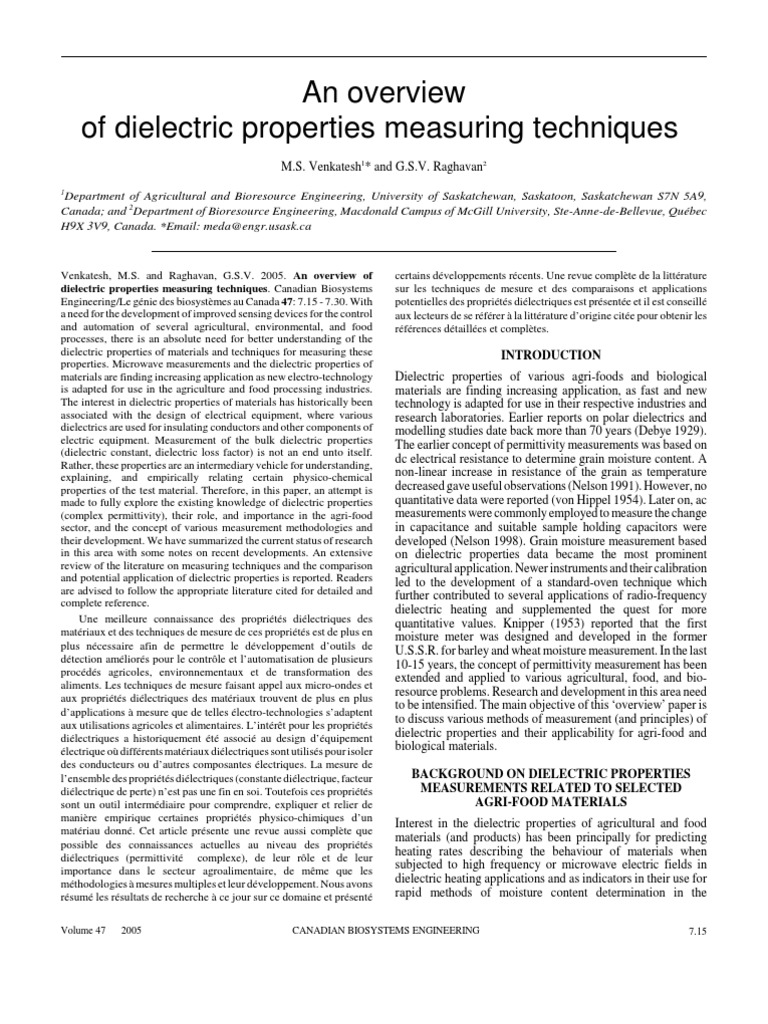 Overview of Dielectric Measurement Techniques | PDF | Dielectric ...