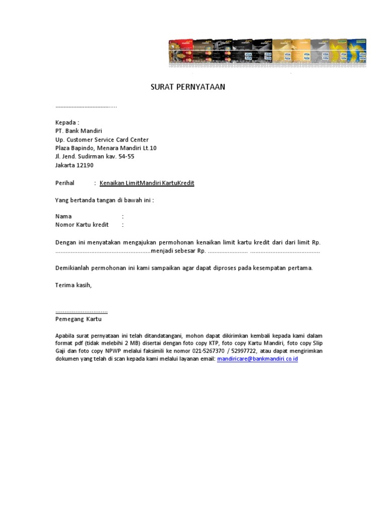 14 Surat Pernyataan Kenaikan Limit