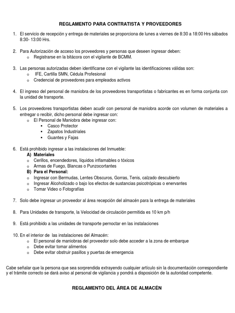 Reglamento Interno Almacen General Oct 2014 (Recuperado Automáticamente