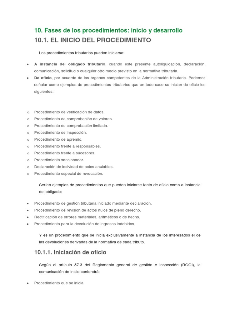 Fases de Los Procedimientos. Inicio y Desarrollo | PDF | Estatuto de ...