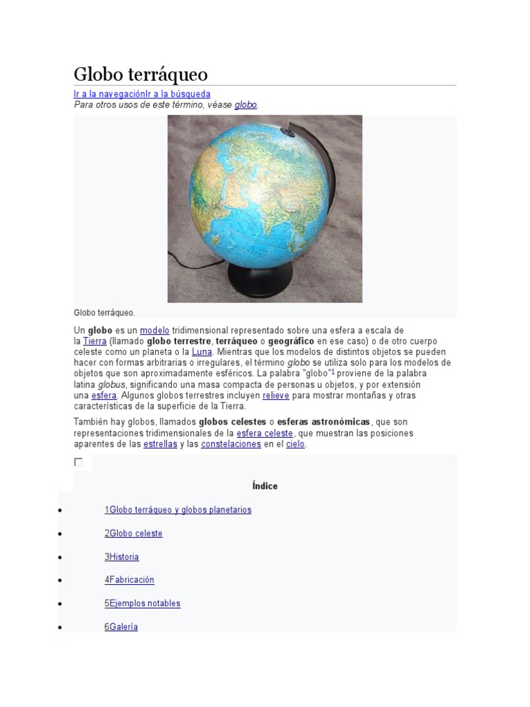 Historia y Tipos de Globos Terráqueos | PDF | Geografía | Cartografía