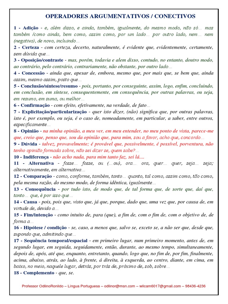 Tabela de Operadores Argumentativos | PDF | Tempo | Science