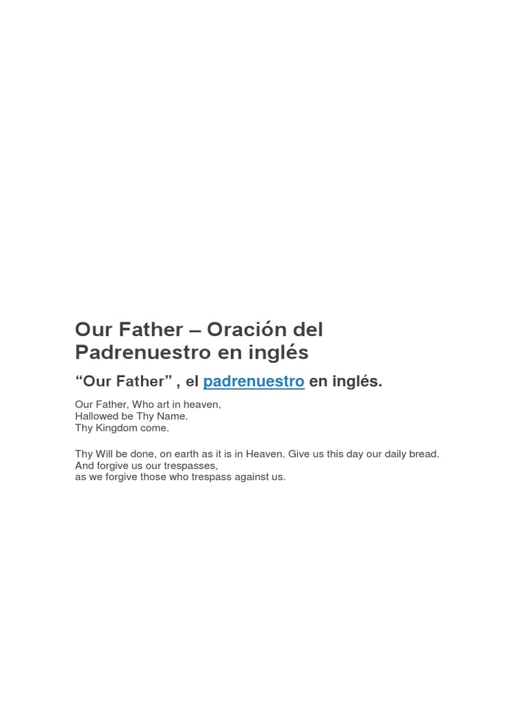 Our Father Prayer in English | PDF | Foreign Language Studies ...